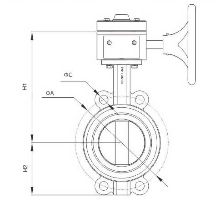 蝸(wo)輪消防信号(hào)對夾蝶閥(圖(tú)1)